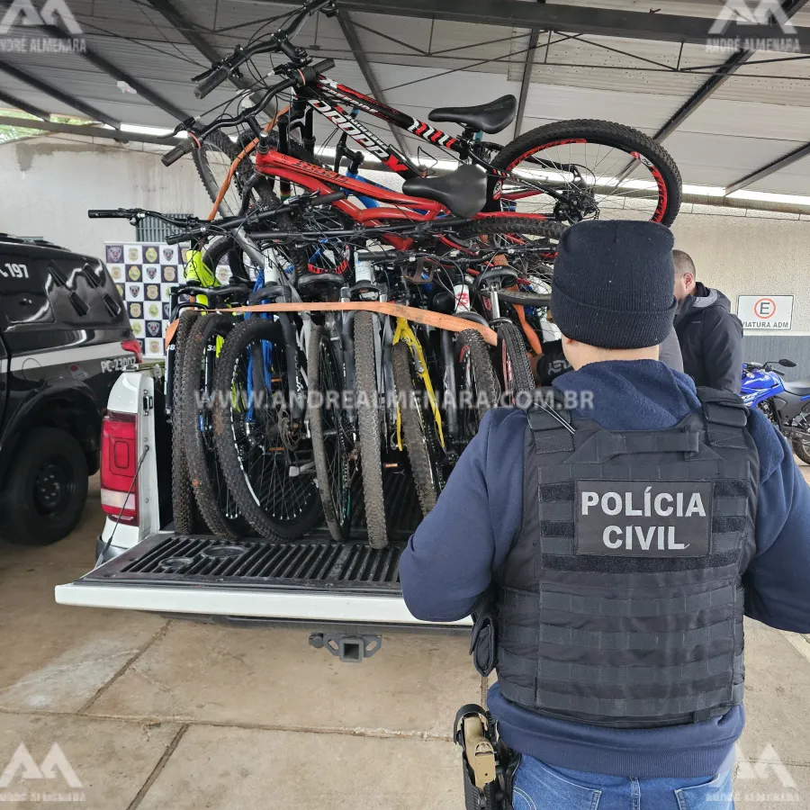 Quatorze bicicletas furtadas são encontras pela polícia em 'boca de fumo' em Maringá