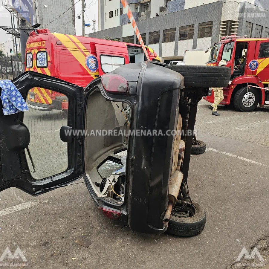 Motorista causa acidente grave no centro de Maringá ao cruzar preferencial