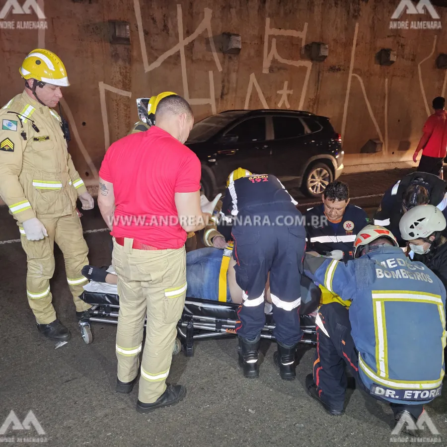 Homem fica ferido ao capotar automóvel no Contorno Norte