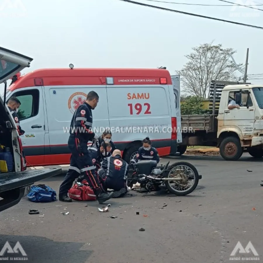 Motoboy de 21 anos sofre acidente grave em cruzamento no Jardim Alvorada