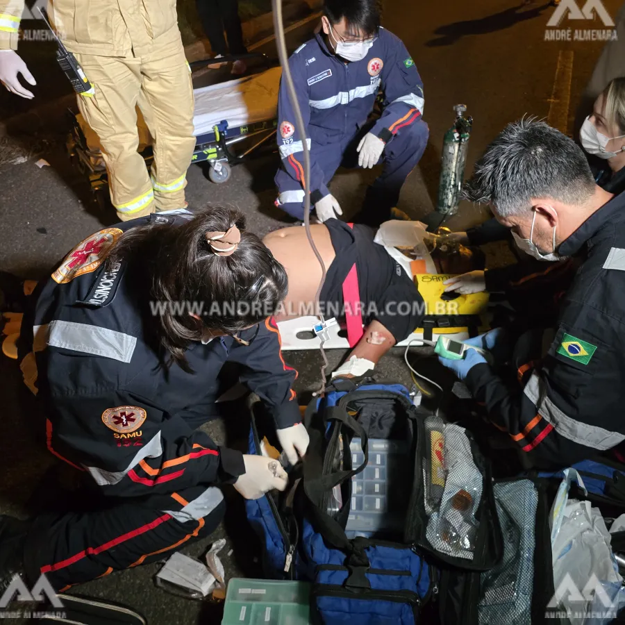 Motociclista ainda não identificado sofre acidente gravíssimo no Jardim Paris