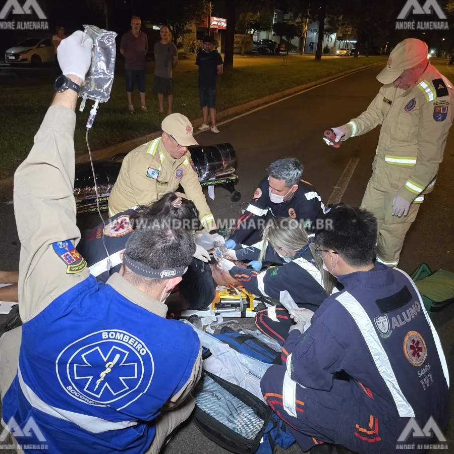 Motociclista ainda não identificado sofre acidente gravíssimo no Jardim Paris