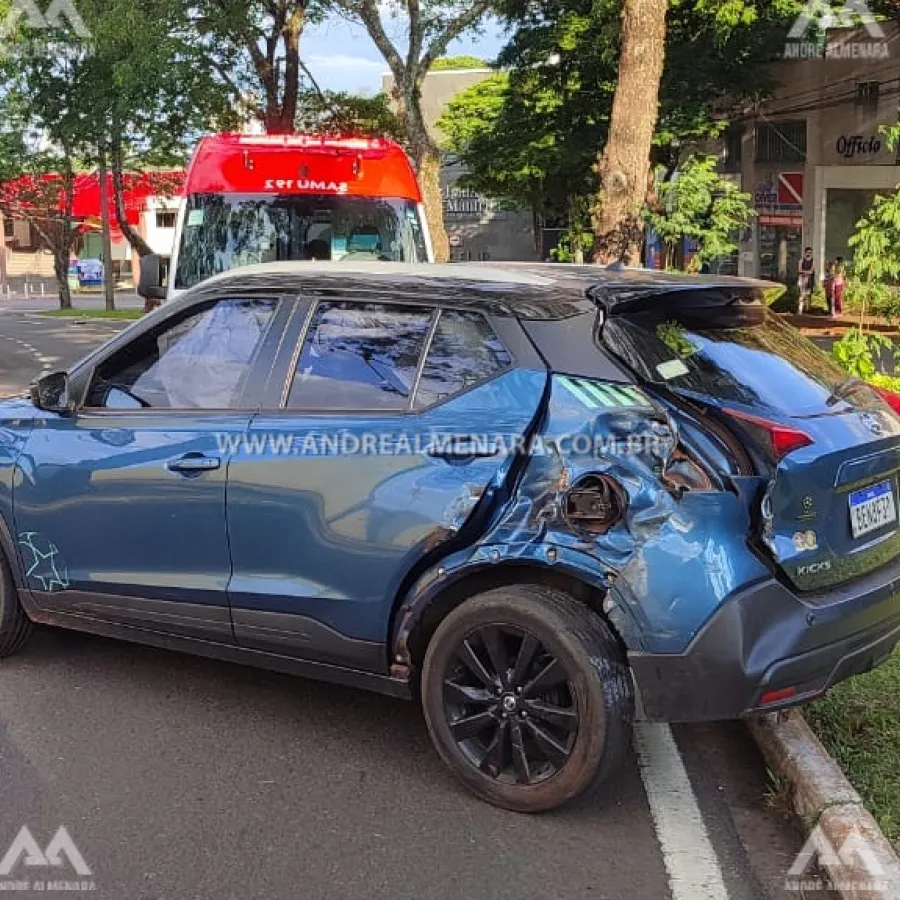 Batida entre dois carros deixa três pessoas feridas em Maringá