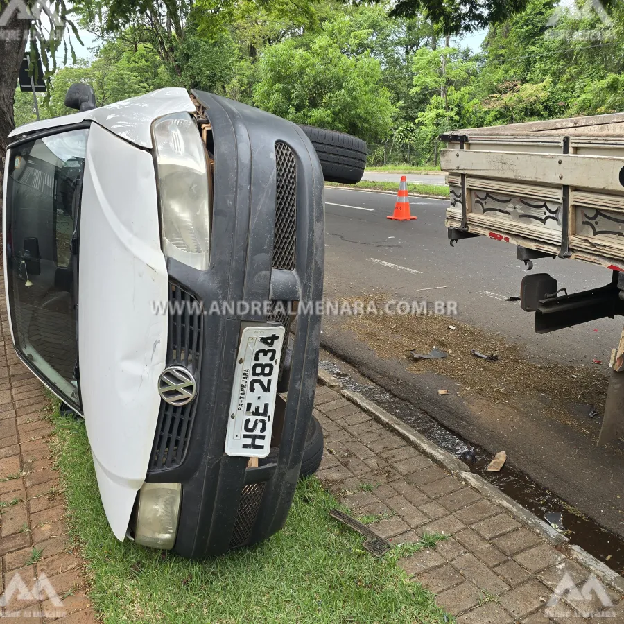 Mulher invade preferencial e causa grande destruição em avenida de Maringá