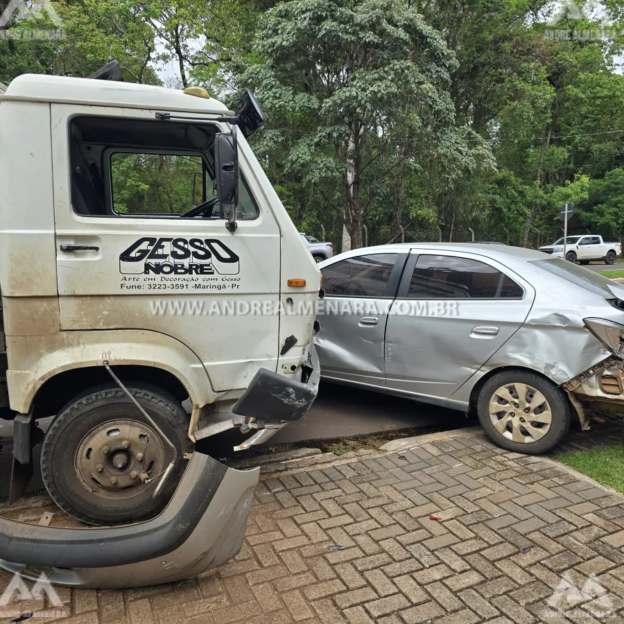 Mulher invade preferencial e causa grande destruição em avenida de Maringá