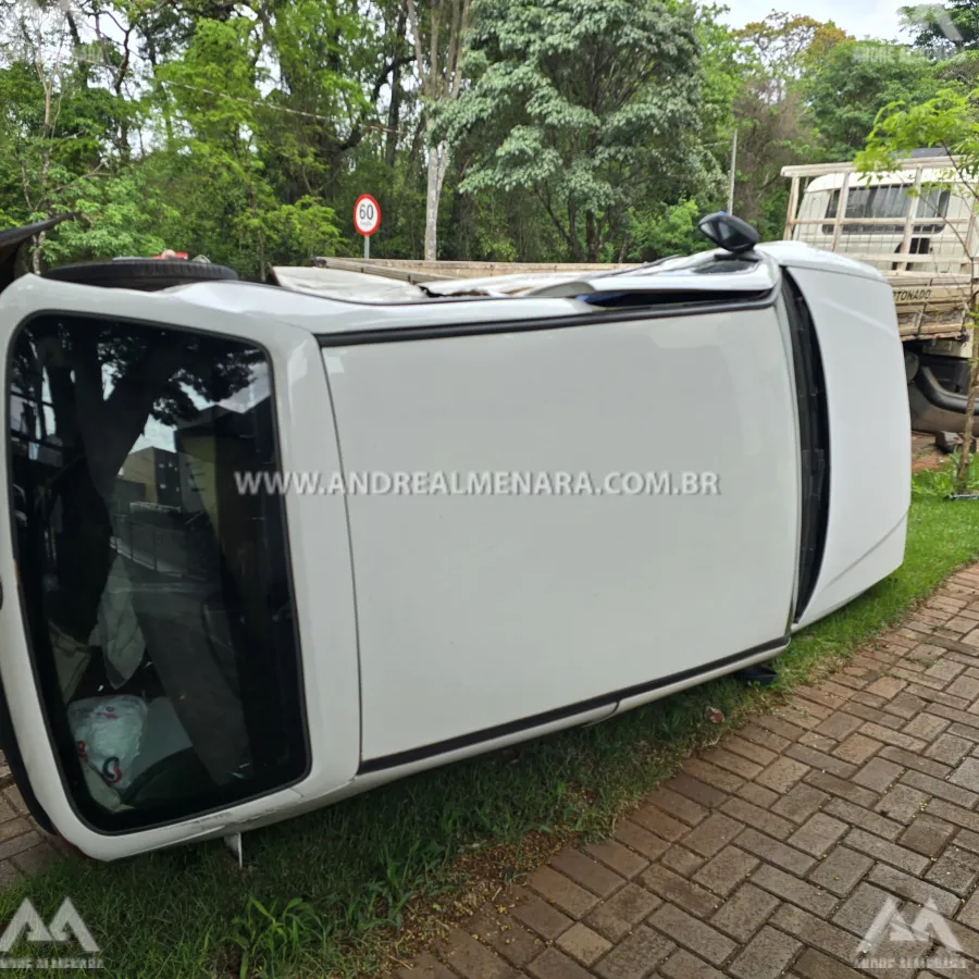 Mulher invade preferencial e causa grande destruição em avenida de Maringá