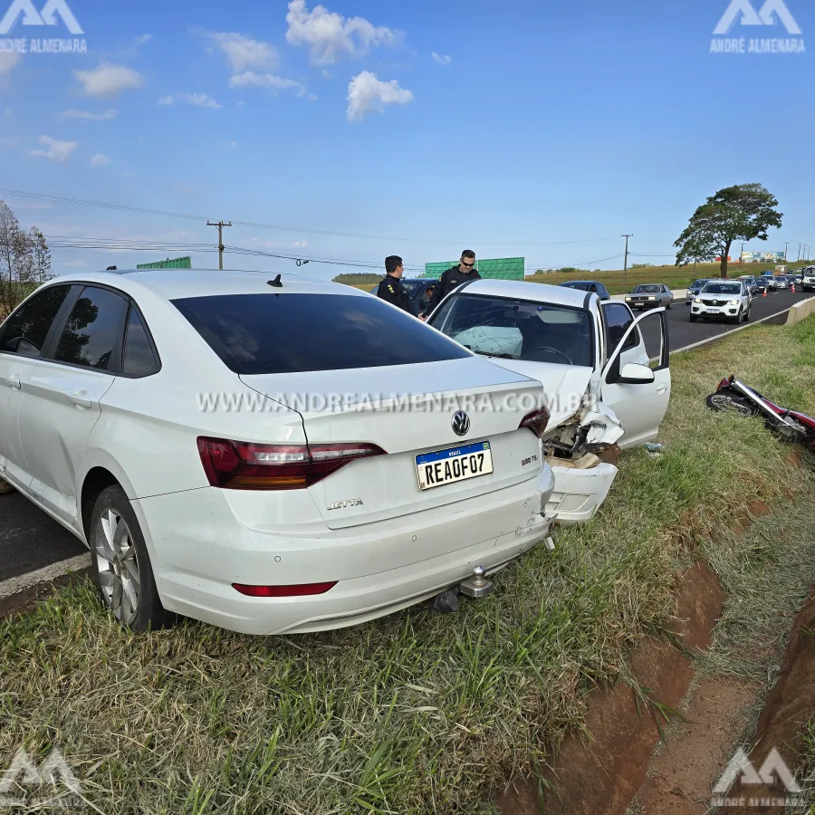 Mulher fica ferida após pneu de moto estourar em rodovia