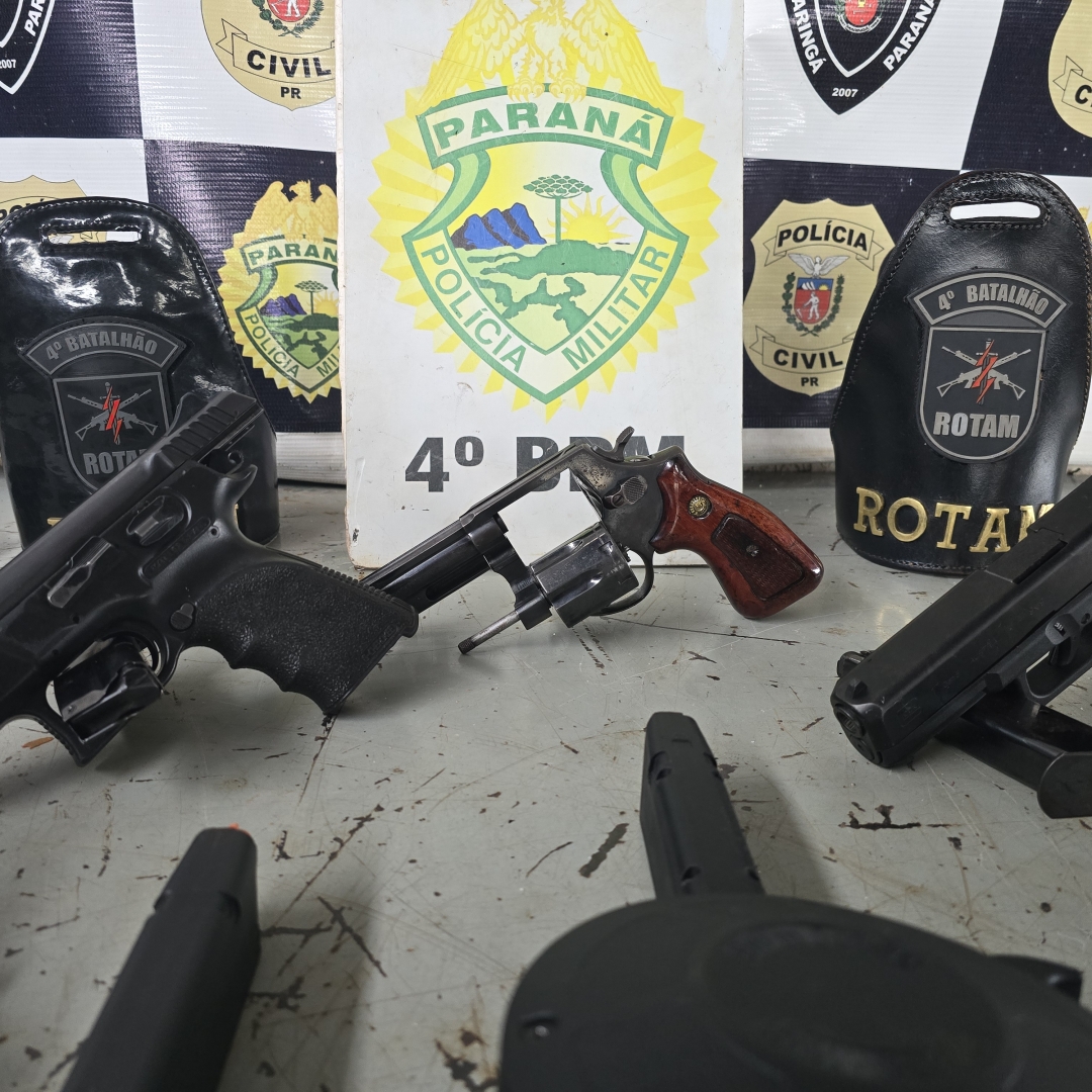 Armas, munições, drogas e carro furtado são apreendidos com casal em Maringá