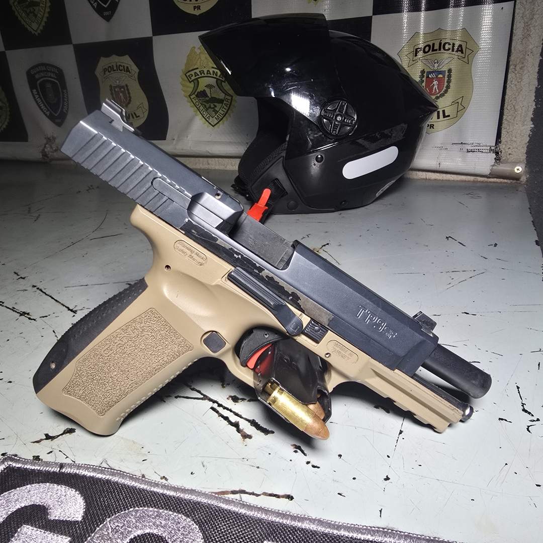 Moradores de Mandaguaçu são presos em Maringá com pistola e moto furtada
