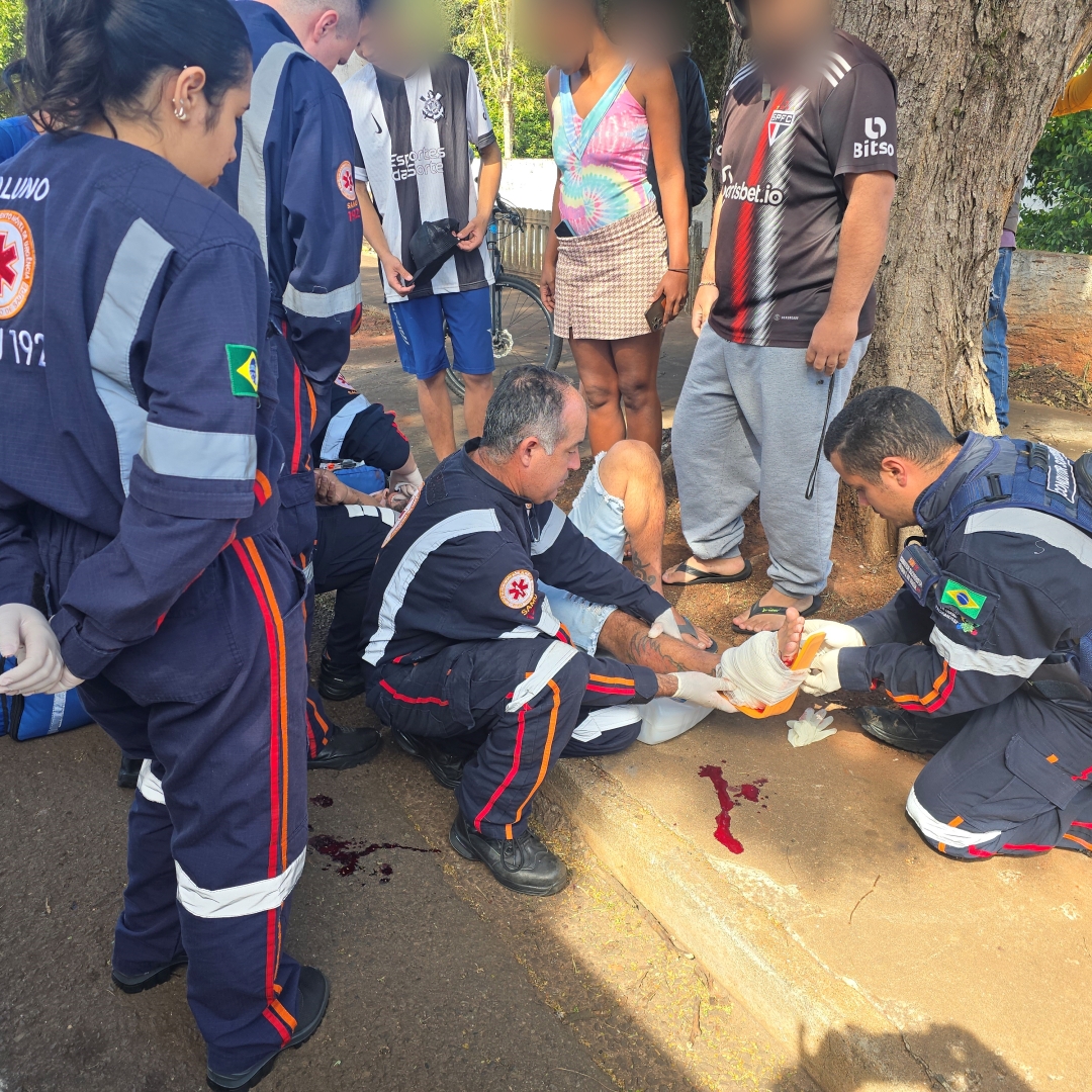 Motociclista sofre fratura exposta após sofrer acidente no Distrito de Iguatemi