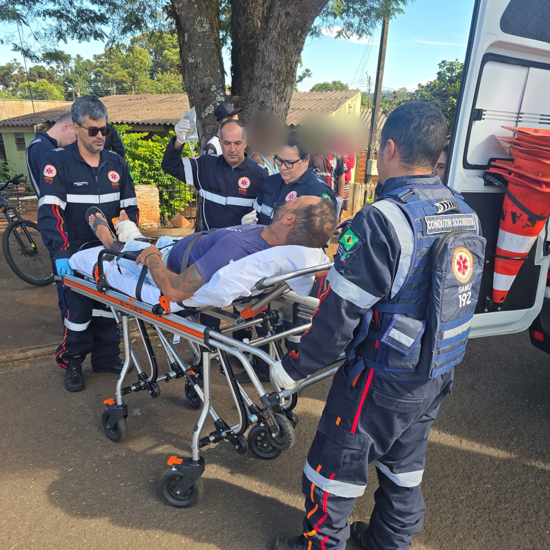 Motociclista sofre fratura exposta após sofrer acidente no Distrito de Iguatemi