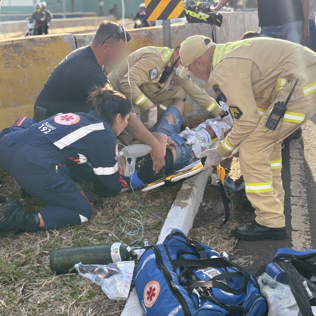 Motociclista de 18 anos sofre acidente gravíssimo no Conjunto Requião