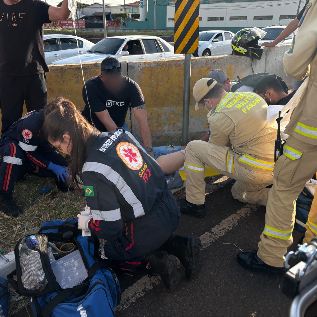 Motociclista de 18 anos sofre acidente gravíssimo no Conjunto Requião