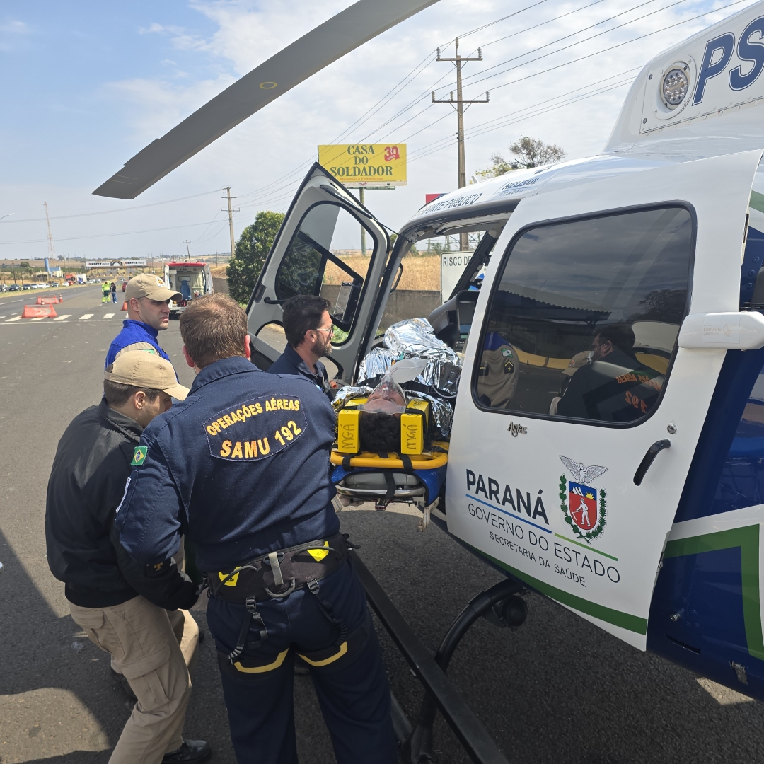 Motociclista de Londrina sofre ferimentos graves ao cair na rodovia BR-376