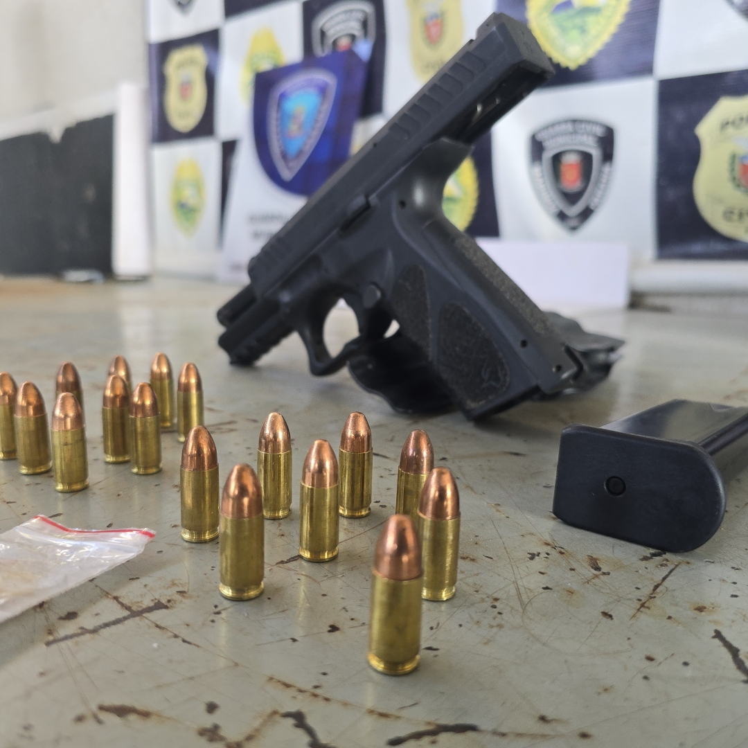 Guarda Civil Municipal de Maringá prende três homens com pistola 9mm e drogas