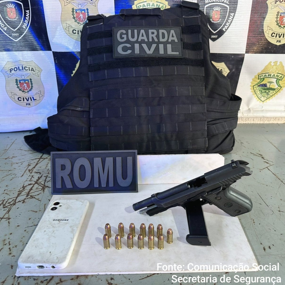 Guarda Municipal de Maringá prende homem com pistola 