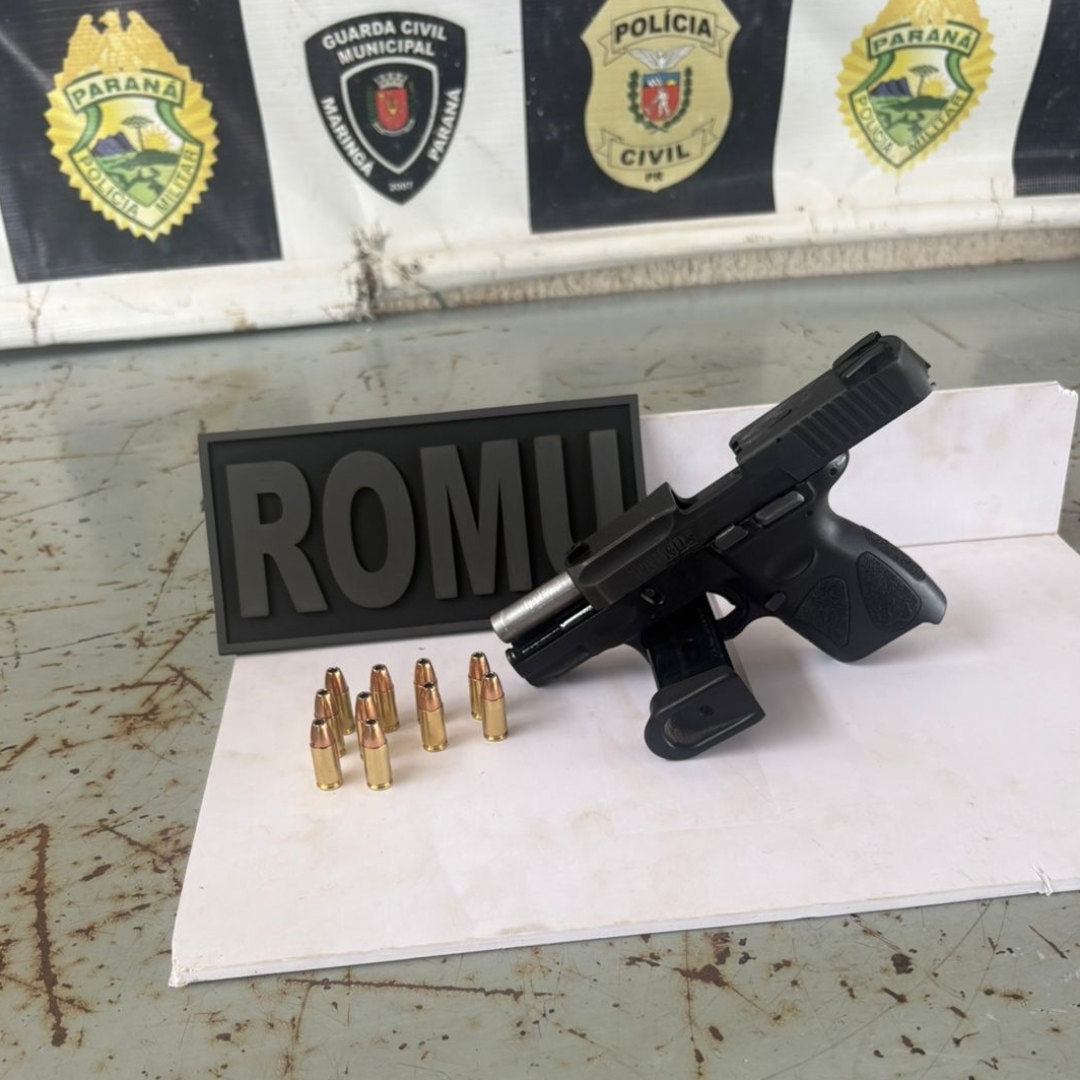 Guarda Civil de Maringá prende homem armado com pistola e com mandado de prisão