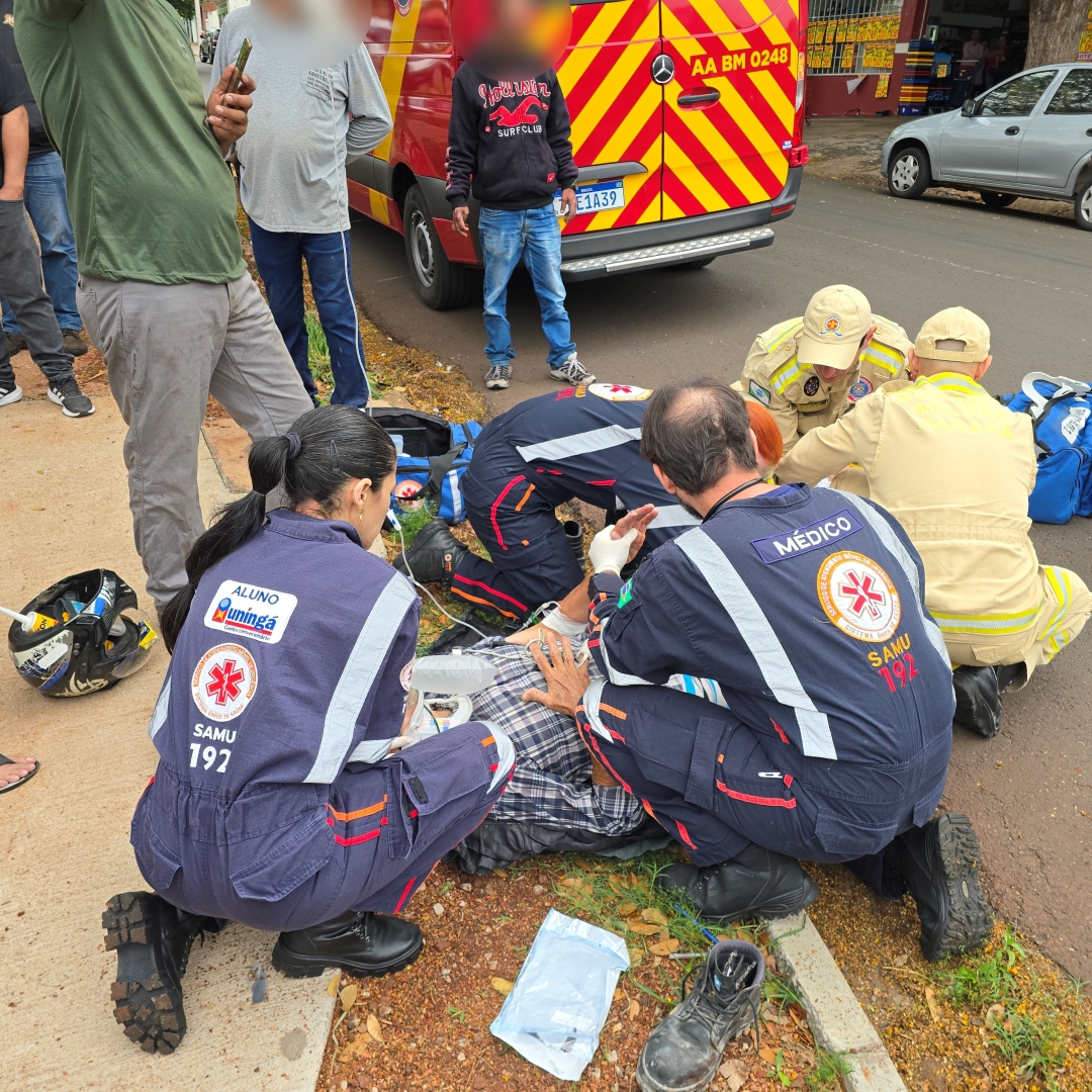 Motorista cruza preferencial e causa acidente grave em senhor de 65 anos