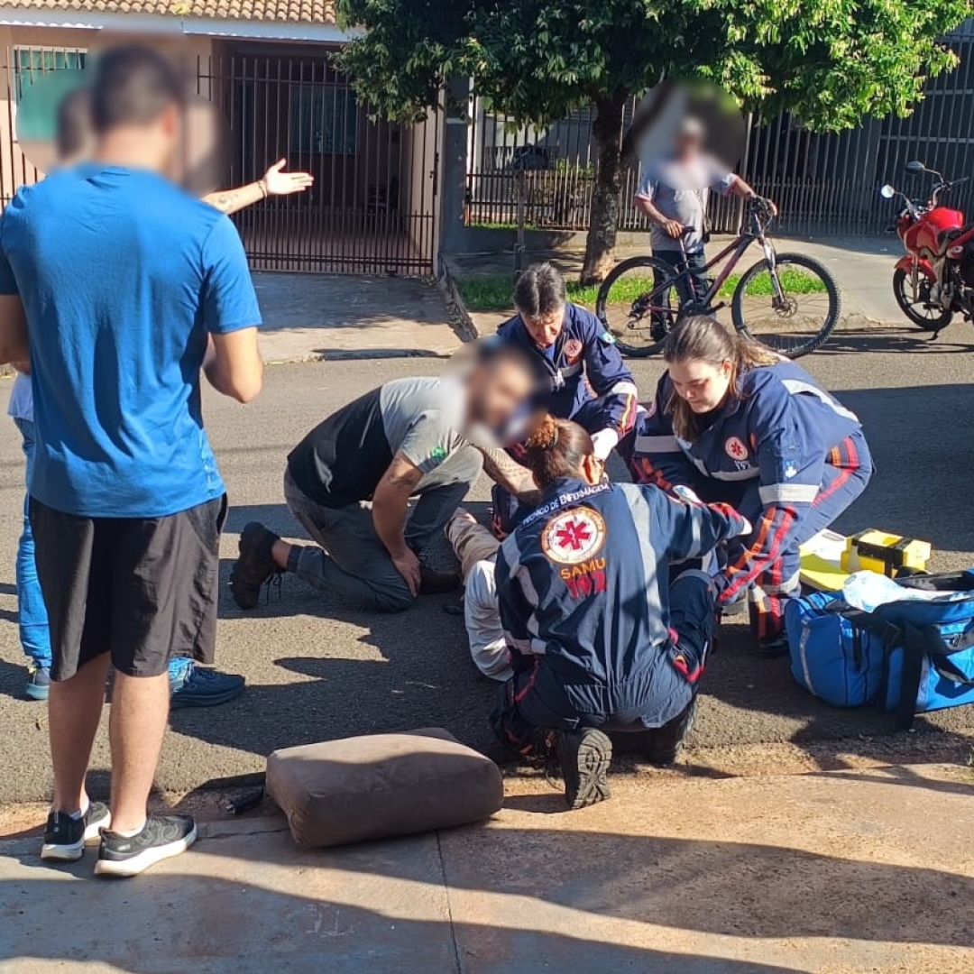 Motociclista de 54 anos sofre fratura exposta ao se envolver em acidente no Jardim Diamante