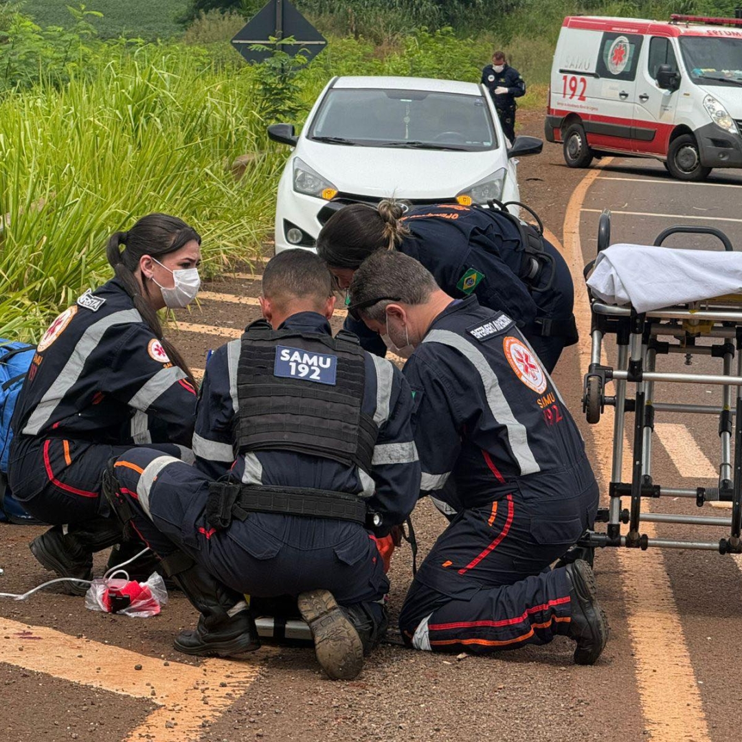 Morador de Ivatuba é transportado de helicóptero após sofrer acidente grave na PR-323