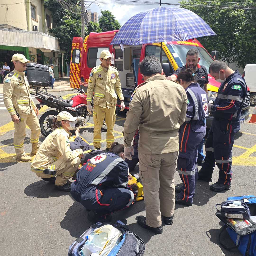 Mulher sofre acidente grave no centro de Maringá após invadir preferencial