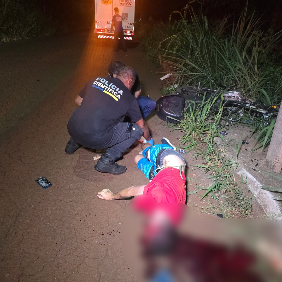 Motociclista morre ao bater contra poste na paralela do Contorno Norte de Maringá