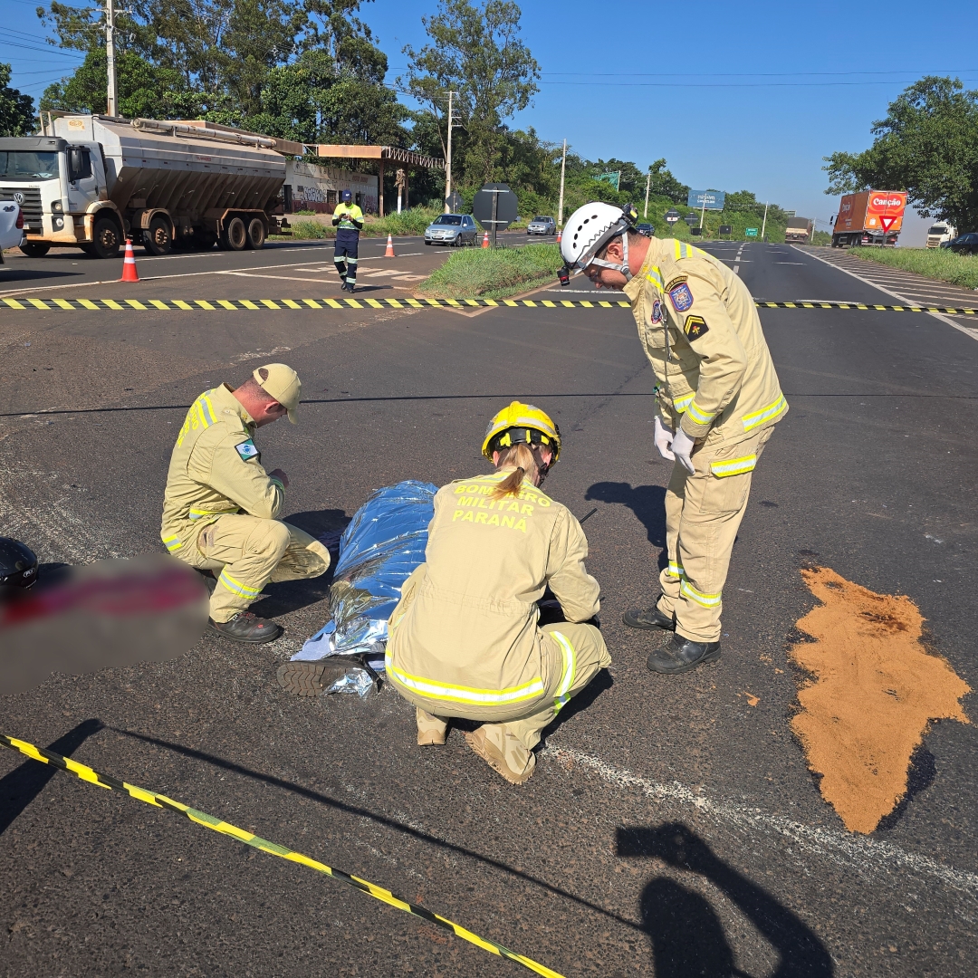 Motociclista morre em grave acidente na BR-376 entre Iguatemi e Mandaguaçu