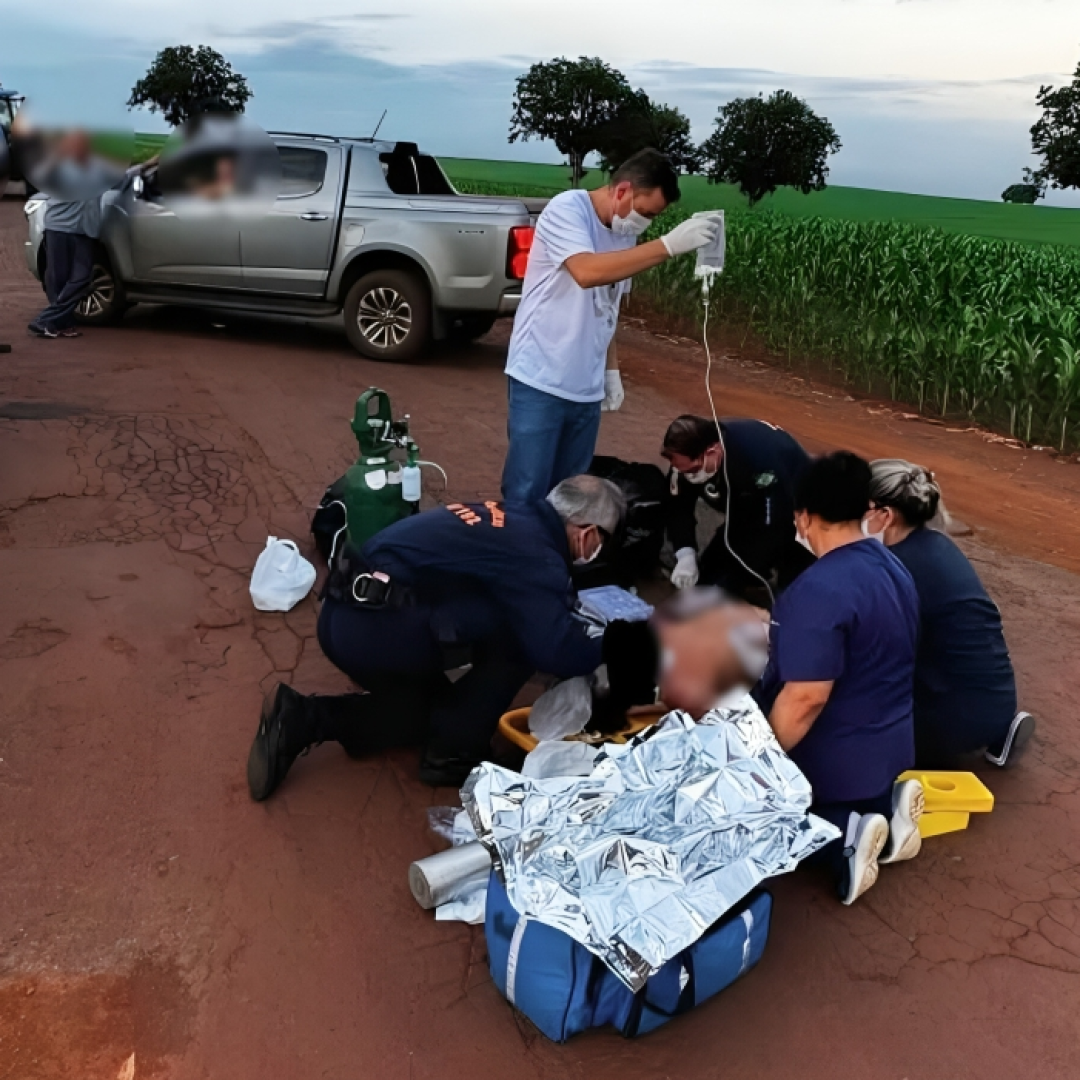 Motociclista sofre grave acidente na zona rural de Itambé e é socorrido por helicóptero do Samu