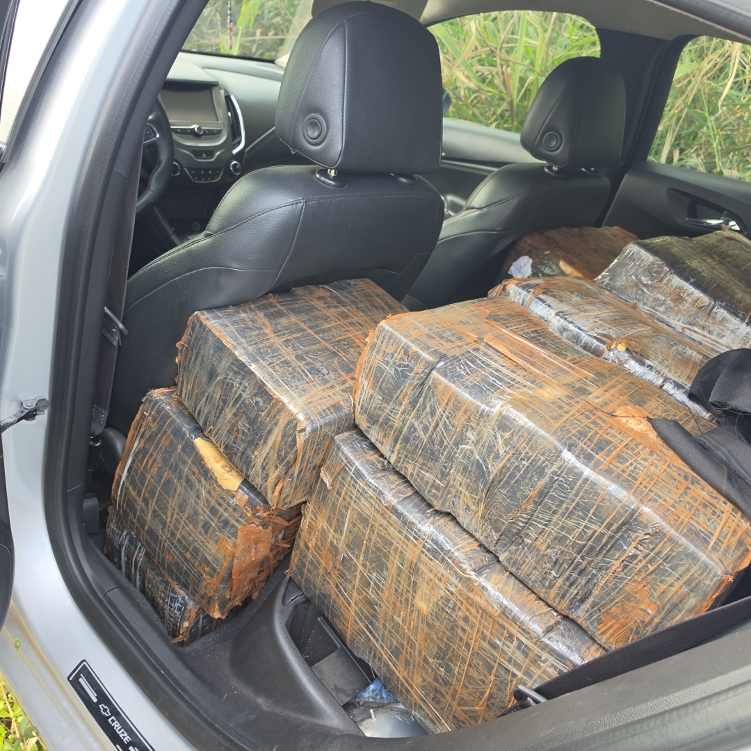 Motorista foge da polícia, abandona carro em milharal e deixa carga milionária de drogas