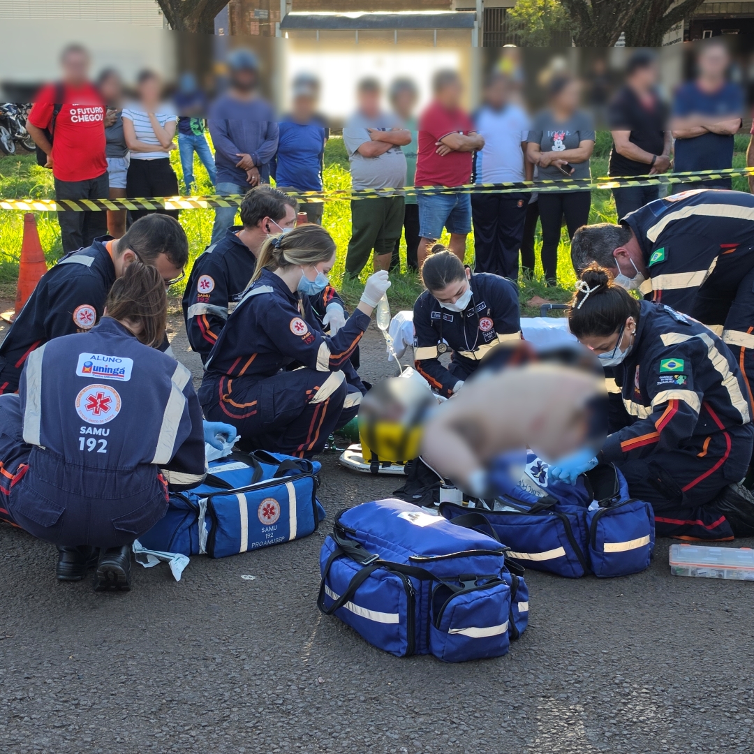 Motociclista fica em coma após grave acidente envolvendo quatro veículos no Contorno Sul de Maringá