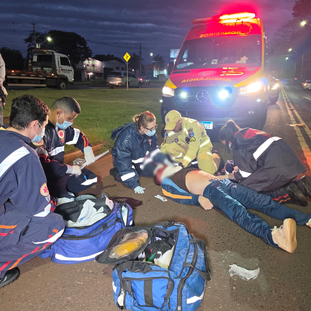 Pedestre é intubado após ser atingido por motocicleta nas proximidades do Shopping Catuaí