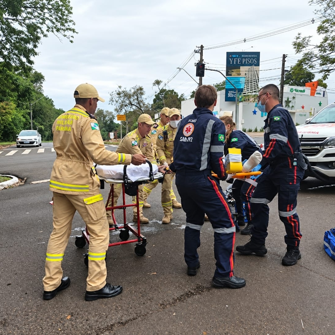 Mulher sofre fratura grave em acidente envolvendo moto e carro em Maringá