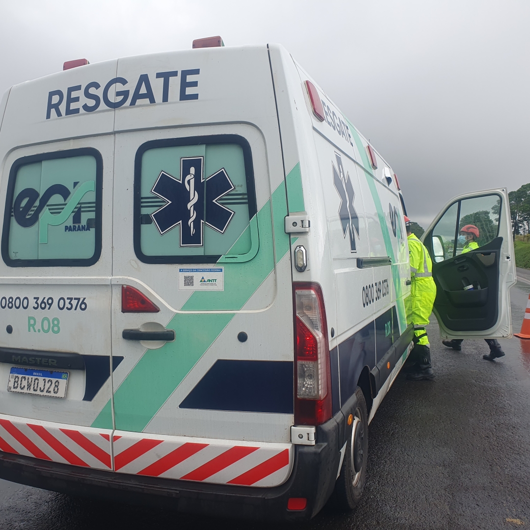 Caminhão carregado de paletes tomba na rodovia BR-376