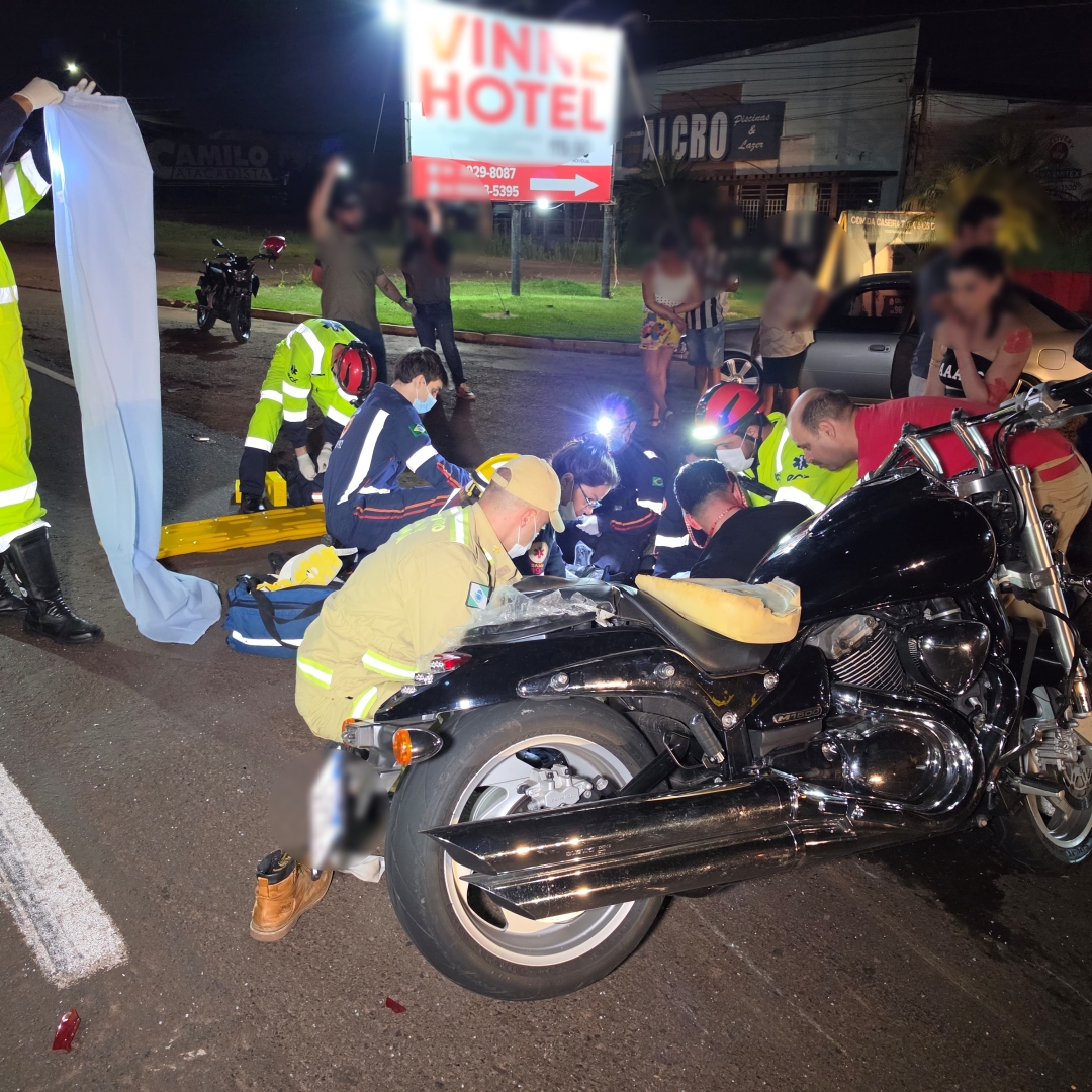 Harley-Davidson bate na traseira de Corsa e motociclista é intubado na PR-317