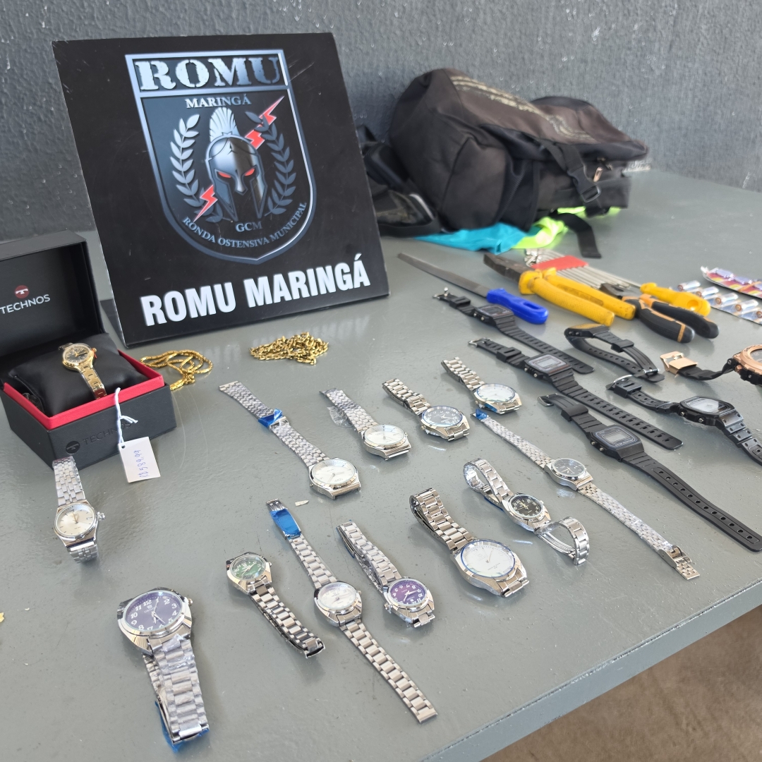 ROMU prende ladrões e recupera dezenas de relógios furtados de uma loja de Maringá