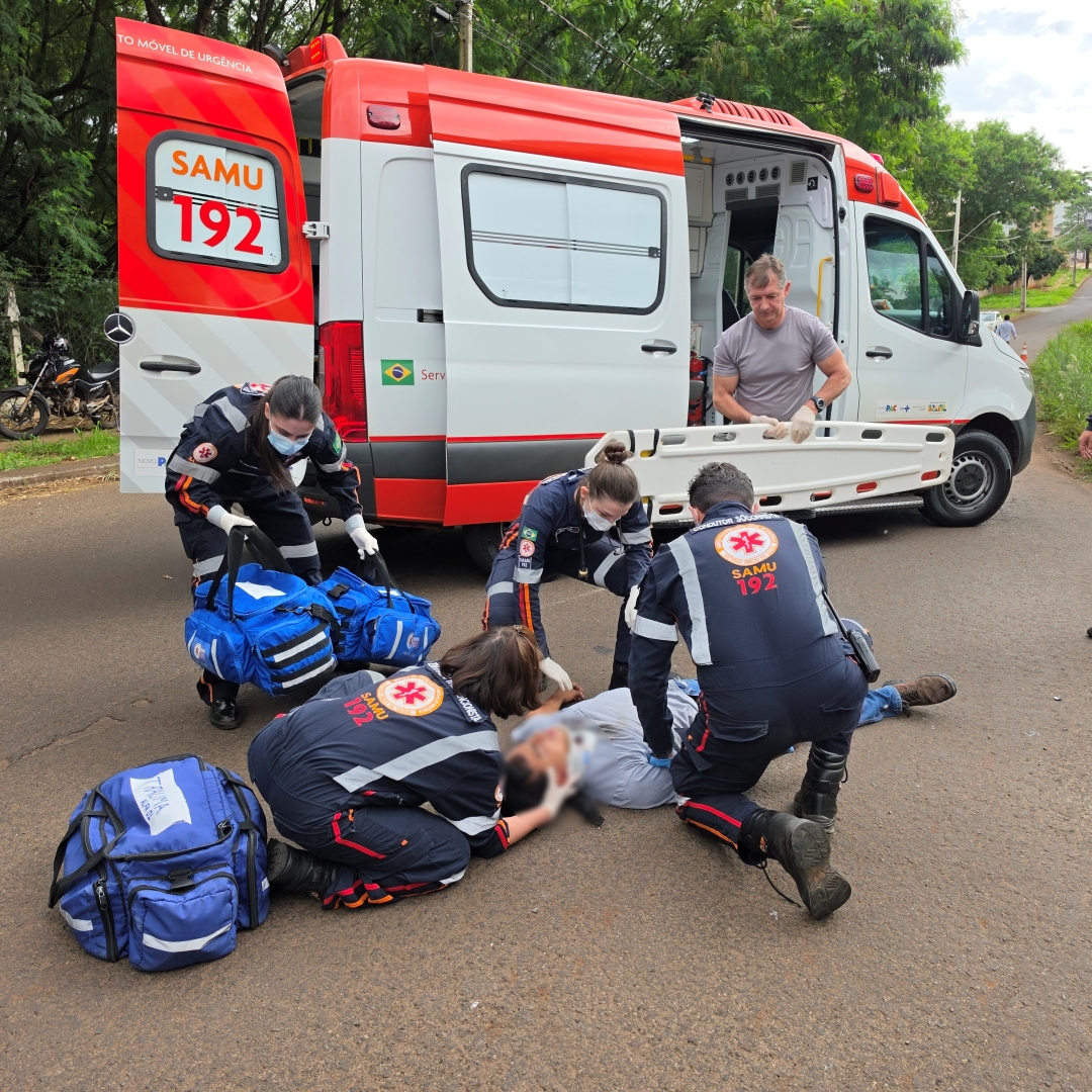 Jovem de 18 anos sofre fratura na face após acidente de moto na marginal do Contorno Norte de Maringá