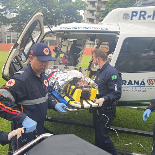 Morador de Ivatuba é transportado de helicóptero após sofrer acidente grave na PR-323