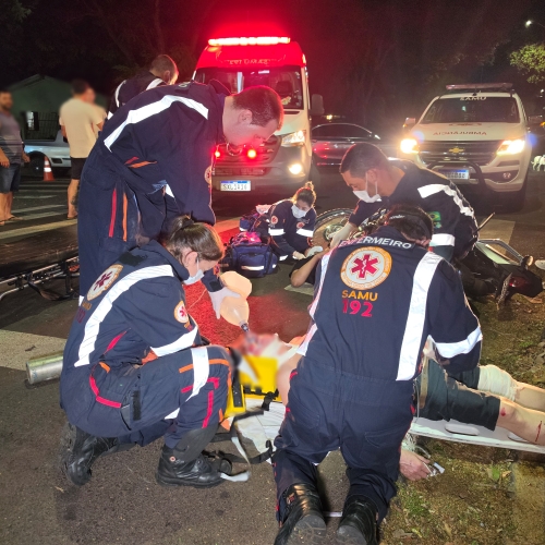 Motociclista de 63 anos é intubado após grave colisão entre duas motos em Maringá