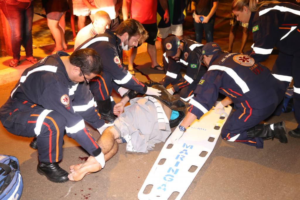 Motos batem de frente causando ferimentos graves em motociclista