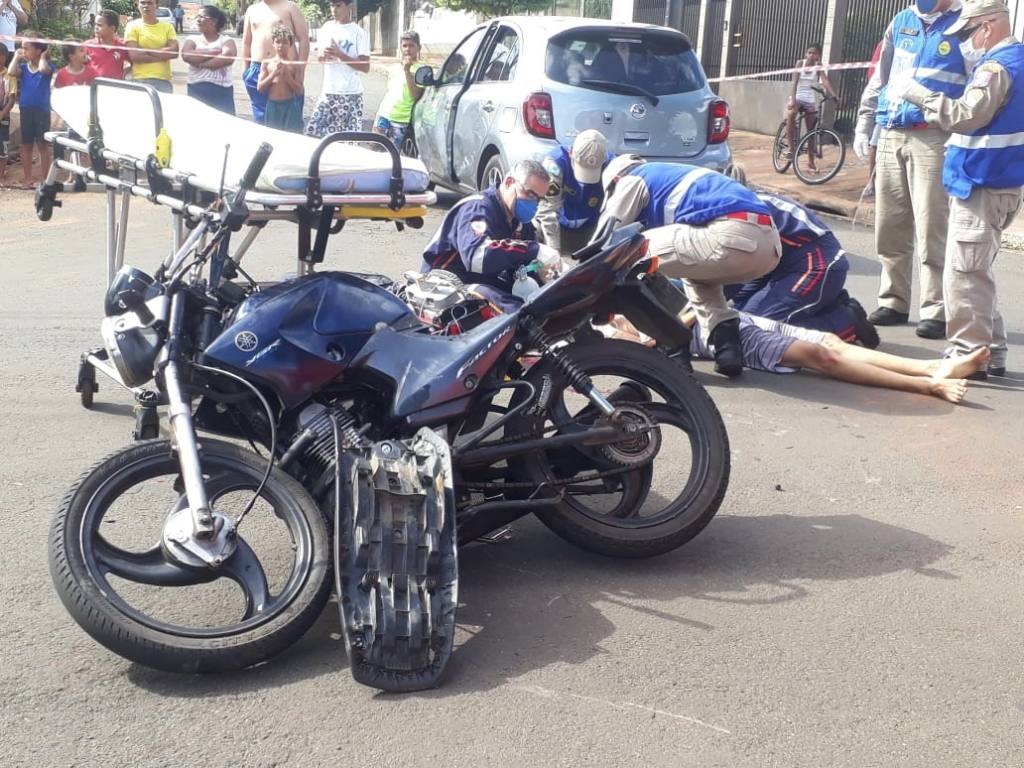 Motociclista é internado na UTI após sofrer acidente no Conjunto Cidade Alta