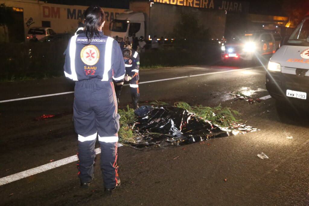 Homem de 43 anos morre atropelado por veículos na rodovia BR376 em Sarandi