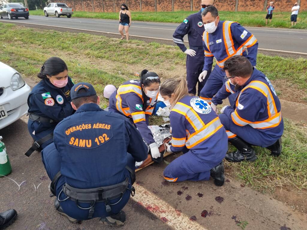 Motociclista fica ferido ao se envolver em acidente na BR-376 em Maringá