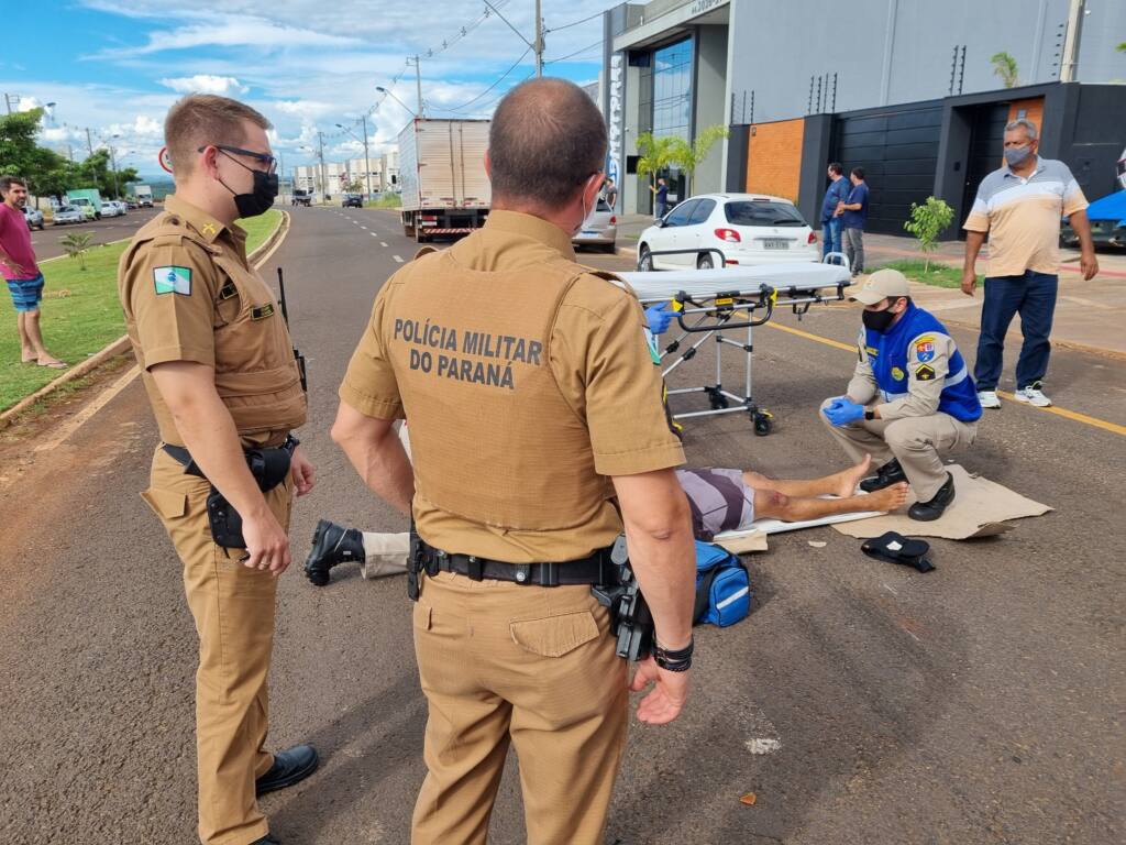 Motociclista de 19 anos escapa da morte ao sofrer acidente em Maringá